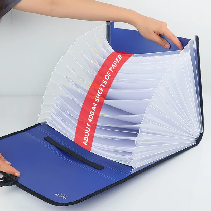 HUAJIE A4 Accordion File Folder with Handle, Large Capacity Multi-layer Document Organizer for Students & Office Subject Storage