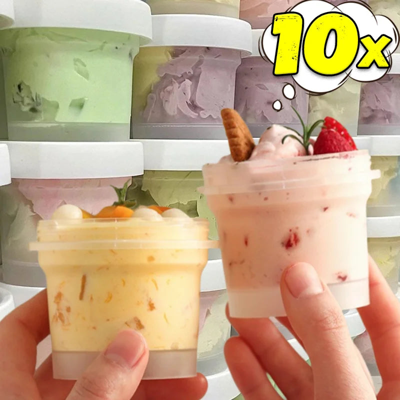 10/1PCS Pudding Cups Dessert Cup with Lids Transparent Reusable Ice Cream Bowls Sealed Cake Storage Box Snacks Yogurt Container