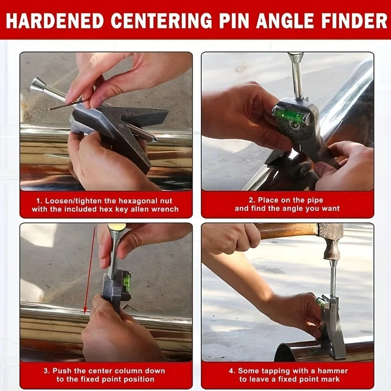 Pipe Center Finder Measure Adjustable Dial Bubble Protractor Measure Pipe Diameter Over 1/2" and Upand up With 4" Y Type Base