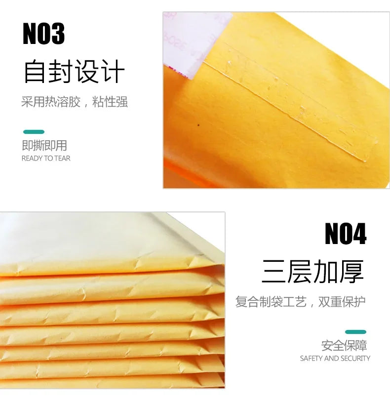 20PCS/Lot Kraft Paper Bubble Envelopes Bags Different Specifications Mailers Padded Shipping Envelope With Bubble Mailing Bag