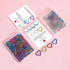 100 Heart-Shaped Metal Colorful Paper Clips, Note Card Bookmark Clips, Creative Office Supplies, Stationery Gifts for Friends