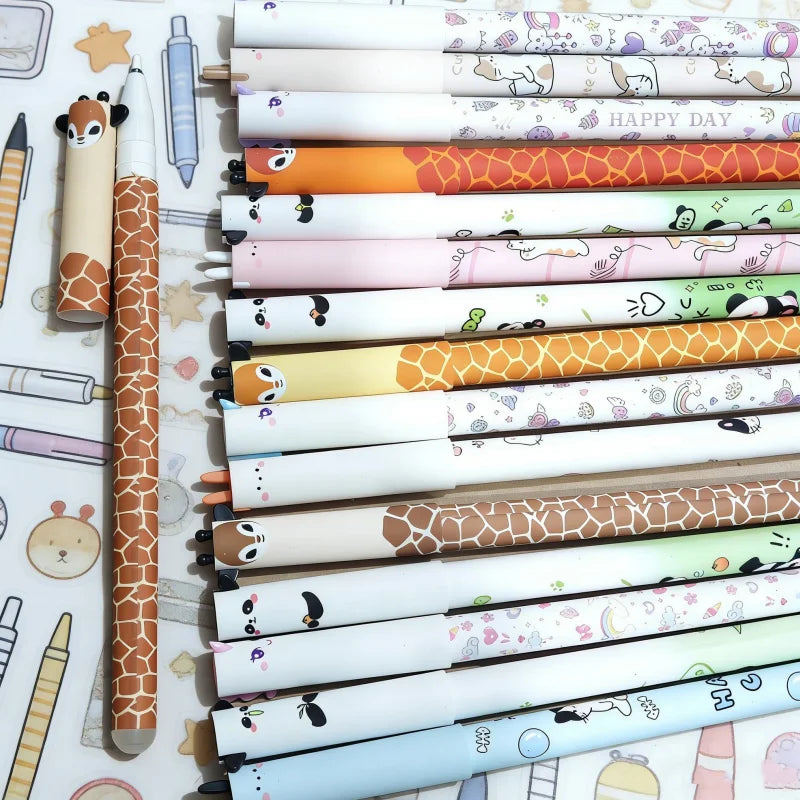 10-Pack of Erasable Pens with Random Designs, Blue Ink, Cute Bear Erasable Pens, Animal Erasable Gel Pens, Cartoon-Themed Erasable Pens for Students, Thermal Erasable Pens, Stationery with Smooth Writing