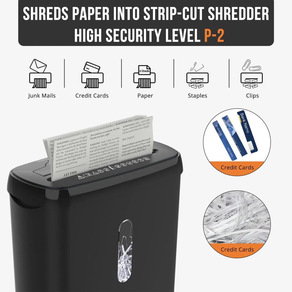 Woolsche Home Office Paper Shredder-10-Sheet Strip Cut with 3.17-Gallon Basket - P-2 Security Level - CD & Credit Card Shredder - Durable & Fast - Jam Proof System - ETL Certified