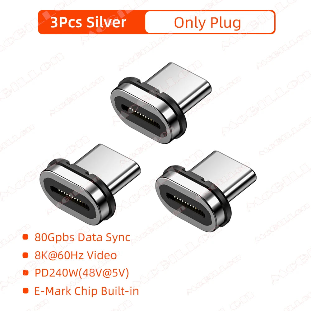 Mini USB4 80Gbps 240W Thunderbolt5/4 Magnetic Adapter USB C To Type C Fast Charge Magnet Converter Cable 8K@60Hz Type C Adapter