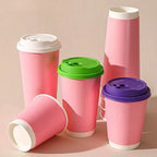 Disposable Milk Tea Coffee Hot Drink Paper Cup Pink Thickened Hollow Beverage Shop Takeaway Packaging Disposable Cups 100pcs