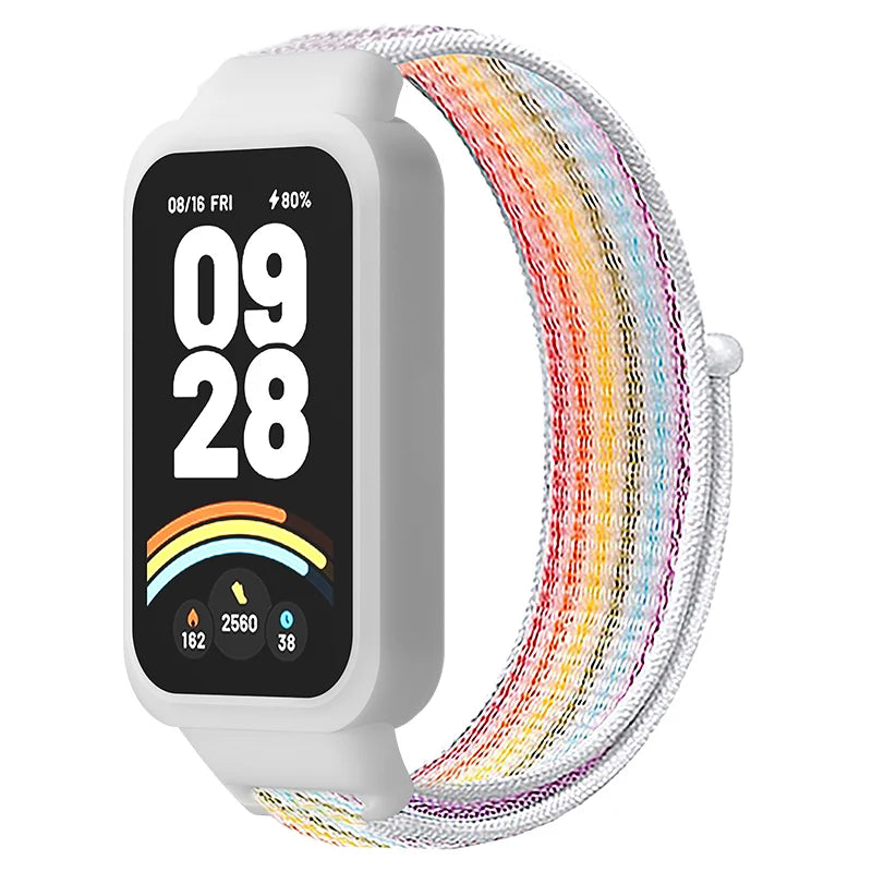 Strap+PC Case for Xiaomi mi band 9 active accessories sports Nyon bracelet correa+Protective Bumper shell Cover for Redmi band 3