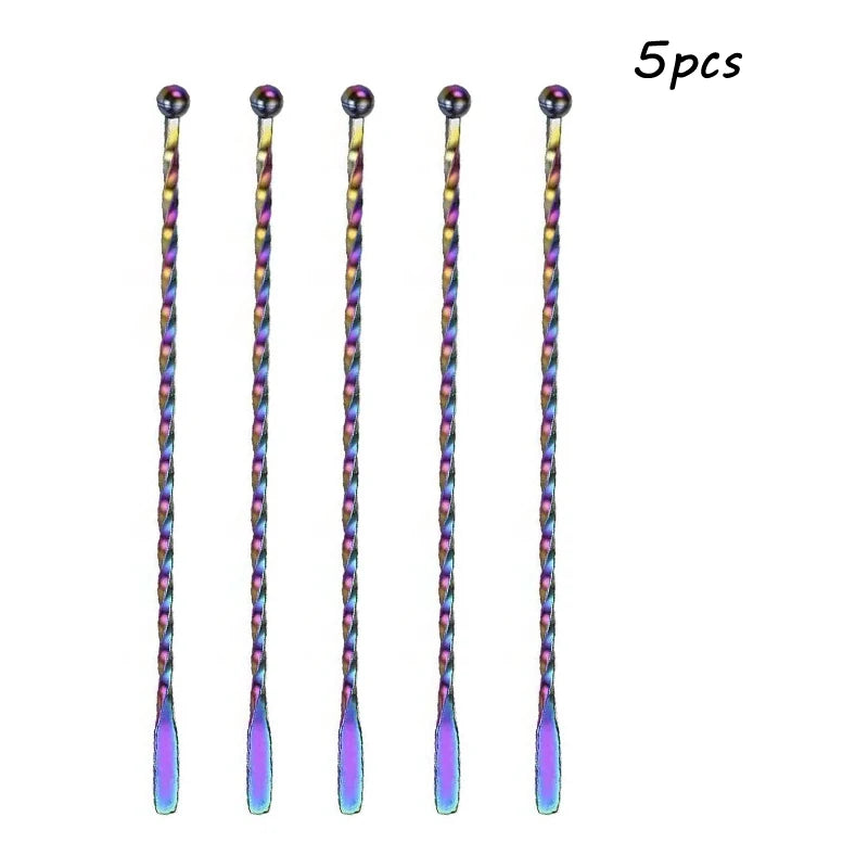 Stainless Steel Cocktail Drink Mixer Bar Stirring Mixing Sticks Muddler Ladle Stirrer Swizzle Sticks Coffee Stirring Sticks