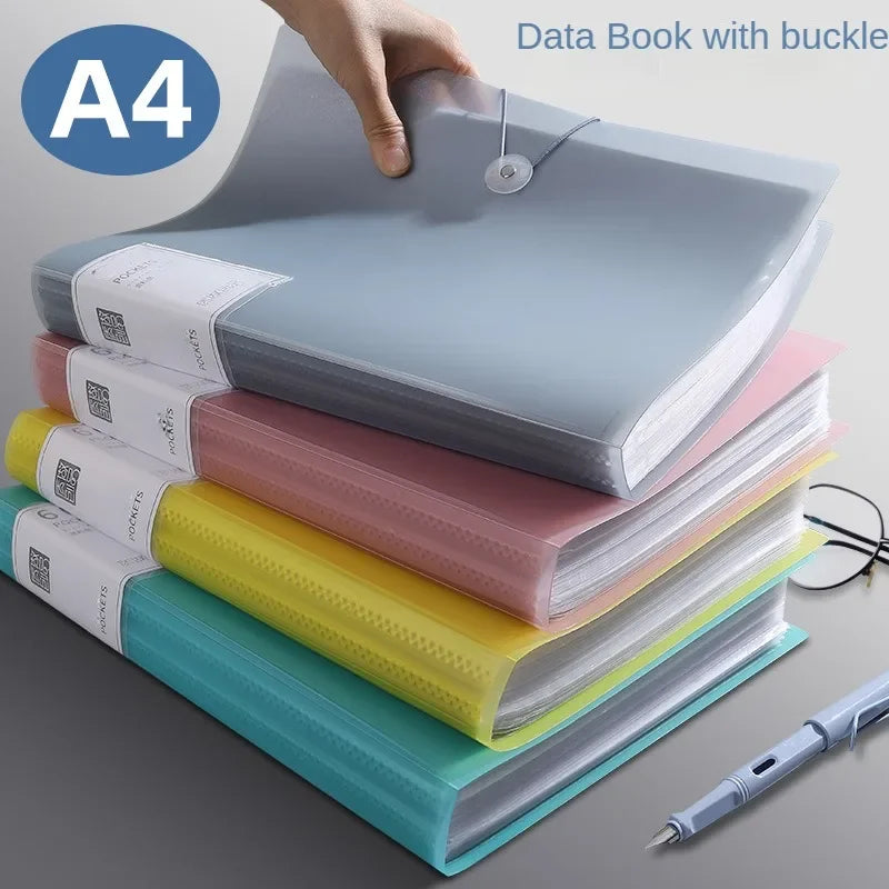A4 Information Book Folder Transparent Centerfold Certificate Paper Storage Bag Student Album Collection Book Desk Organizer