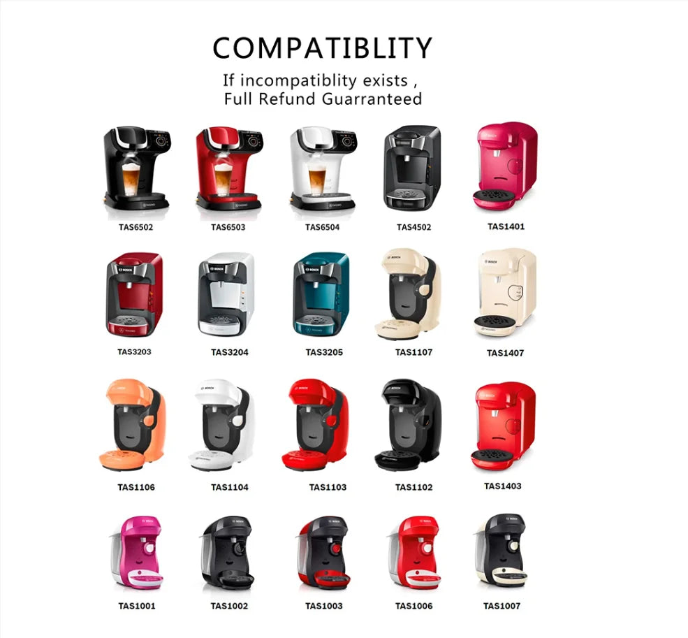 icafilas Reusable Coffee Capsule for Tassimo-BOSCH Machine Refillable Filter Cup Pod Espresso Maker 60ml/180ml/200ml/220ml