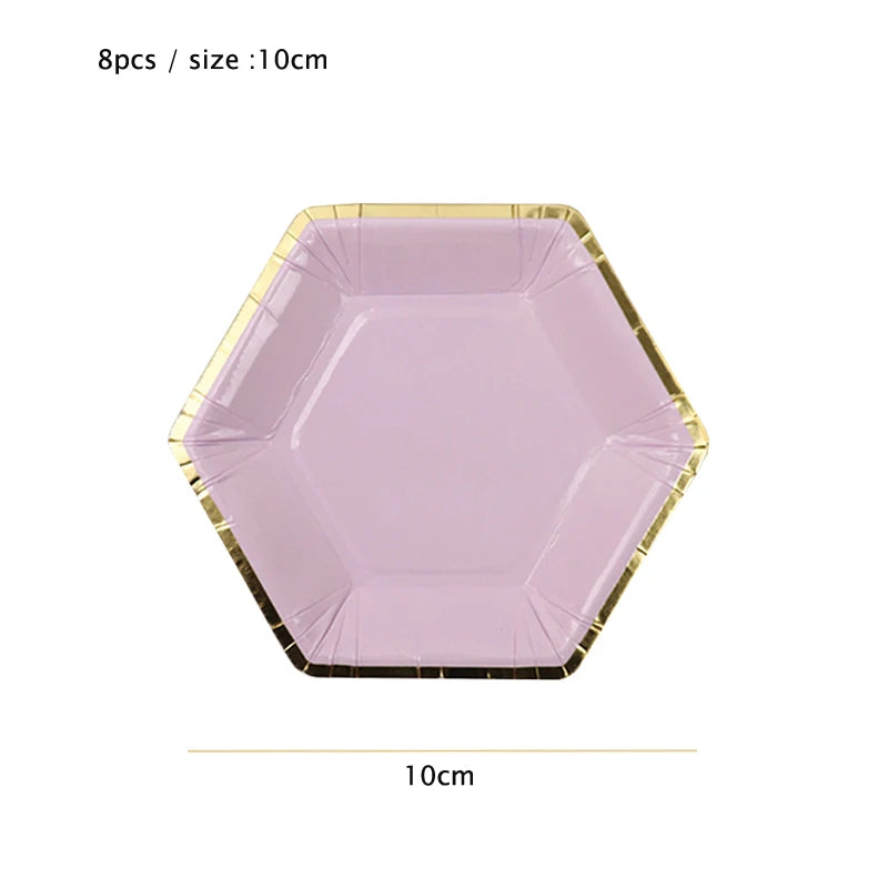 10cm Mini Plate Party Paper Plates Disposable Tableware Birthday Party wedding Decor kids Party Supplies Pink Small Plates 8pcs