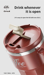 WORTHBUY Coffee Mug With Lid&Handle 304 Stainless Steel Tea Milk Coffee Cup Double Wall Insulated Anti Scalding Drinking Cup