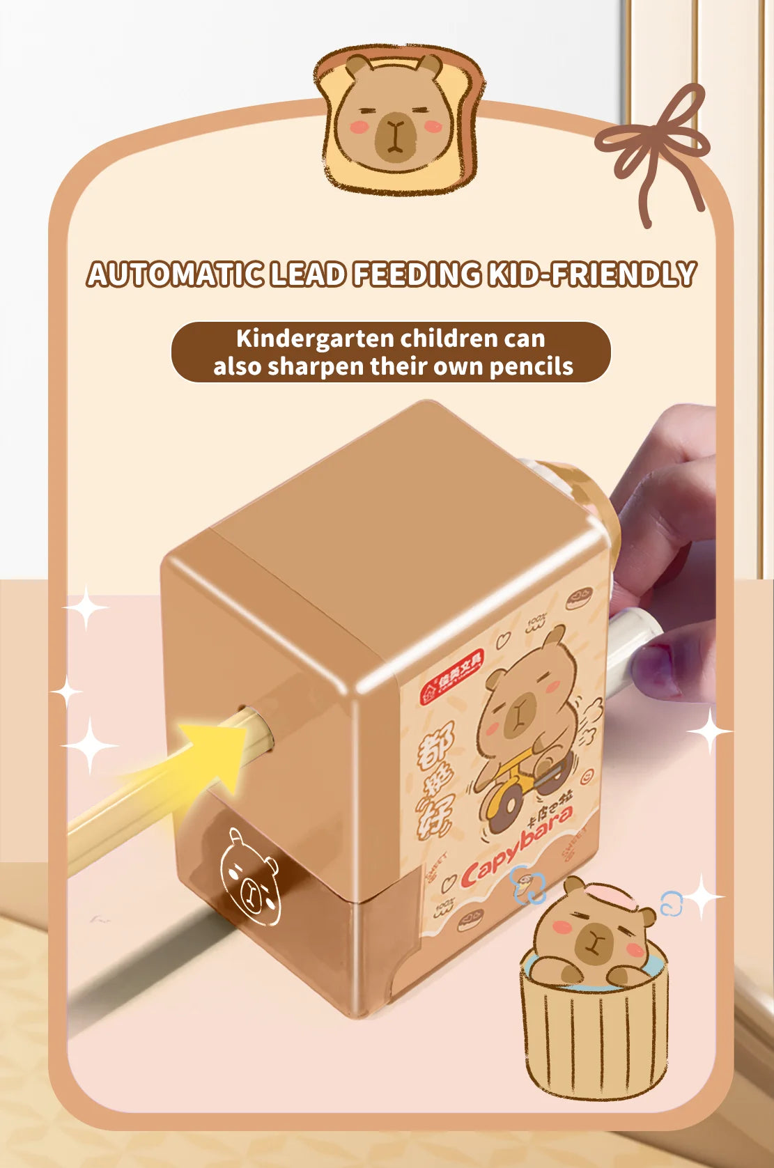 Capybara Pencil Sharpener Fast Sharpening Easy to Use for Kids Students School Office Stationery Cute Anime Merch Kawaii Gift