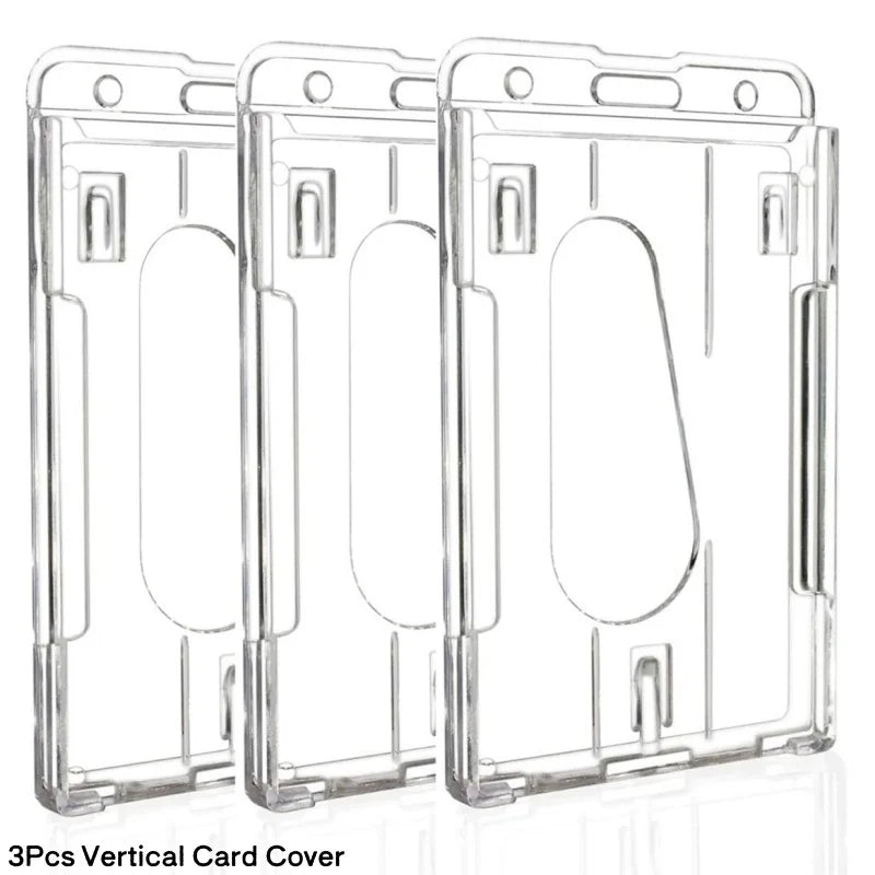 Transparent Double Cards Slots ID Tag Badge Holder with Badge Reel 2 Cards Storage Organizer Employee Pass Work Card Case Sleeve