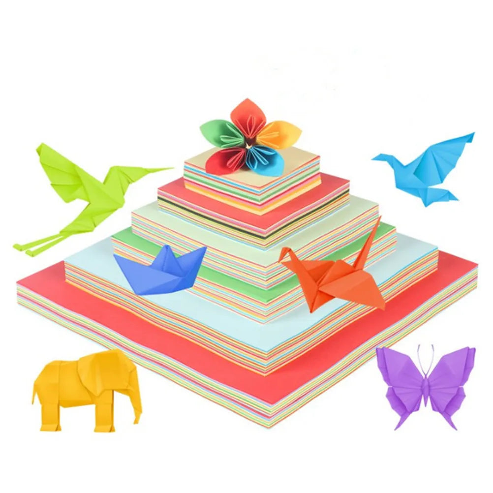 500Pcs Construction Paper Bright Color Premium Handwork Sheets DIY Paper Folding Game for Crafts Kindergarten Gift