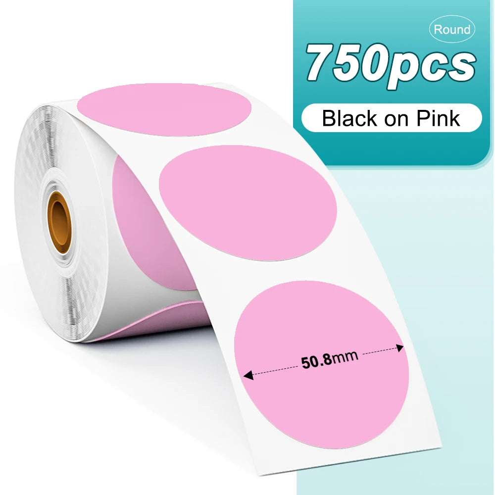 Phomemo PM241 Shipping Printer Label Sticker Round Paper Square Label Rainbow Color for DIY Logo Design Small Business Adress