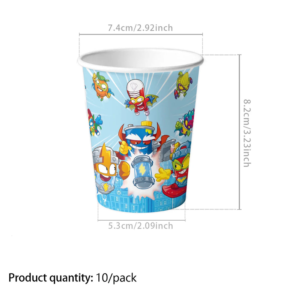 Cartoon Superzings Birthday Party Decoration Disposable Tableware Tablecloth Plates Cups Napkin Kids Favor Gifts Party Supplie