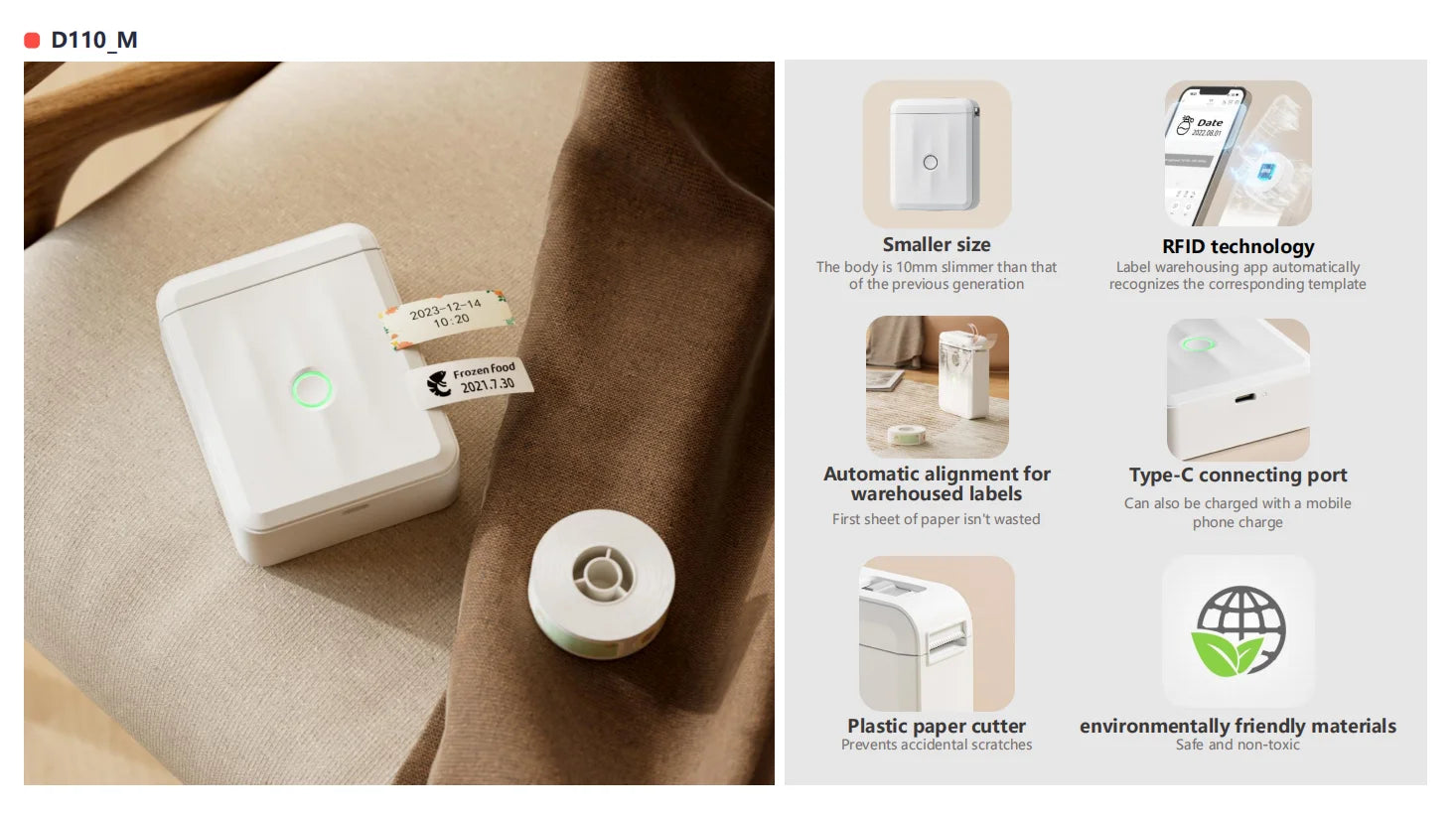 Niimbot D110 Wireless Mini Portable Printer Smart Label Printer Mobile Phone For Thermal Adhesive Sticker Labeling Maker Machine