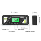 HW300 Inclinometer LCD Display Digital Protractor Level Meter Angle Measuring Inclinometer 90°Level Neodymium Magnetic Base