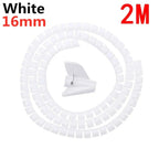2M Cable Tube Clip Flexible Spiral Wire Protector Computer Cord Protective Tube Clip Cable Organizer Desk Tidy Management Tools