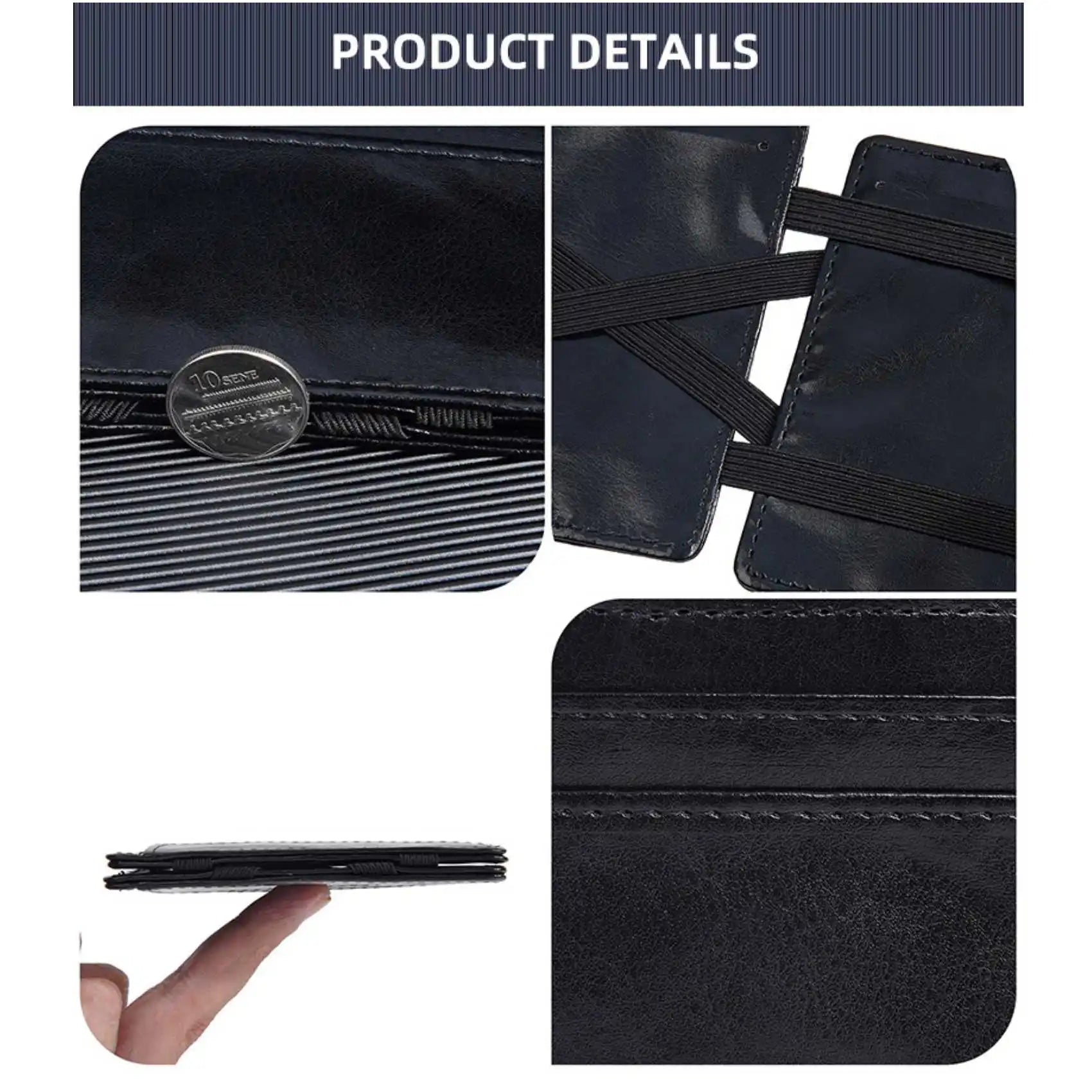 Business Thin Multi-Functional Short Bifold Card Holder Simple Elastic Nylon Belt Multi-Slot Wallet