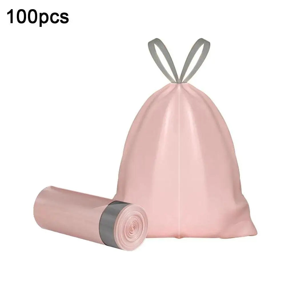 100PCS/Roll Drawstring Trash Bags Tear-Free,Leakproof,Heavy Duty,Strong Garbage Can Liners for Home Household Use