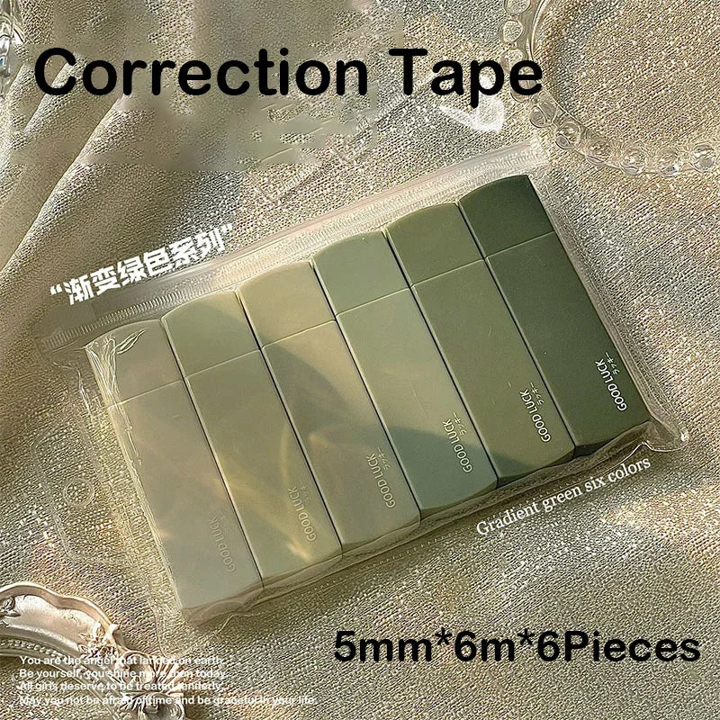 Journamm 6pcs/pack 5mm*6m Cute Correction Tape Student Error Eraser Tape Pen-type School Office Supplies Creative Stationery