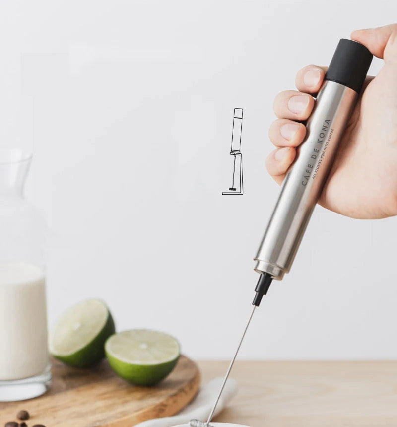 CAFEDEKONA Handheld Portable Electric Milk Frother, Mini Hand Mixer for Home Outdoor Barista Latte Art, AA Batteries Included