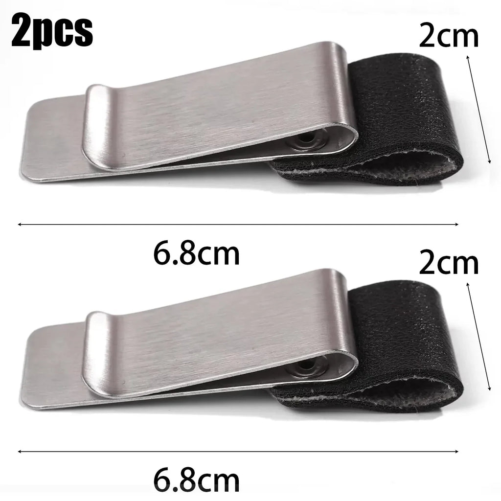 6-1PCS Stainless Steel Leather Pen Holder Pencil Clamps Notebook Bookmark Practical Organizer Clip Pen Holder Office Stationary