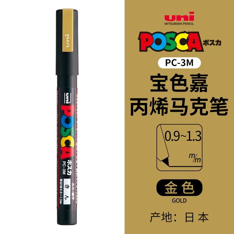 uni POSCA POP Water-Based Marker,Assorted Colors PC-1M/3M/5M 0.7~2.5mm Tips Professional Acrylic Paint Pen for Artists&Designers