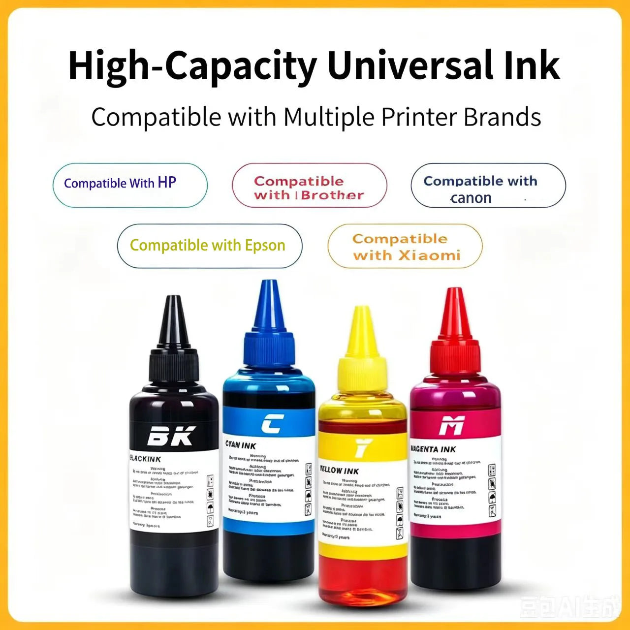 100ml Universal Dye Ink BK C M Y Kit Compatible For HP Canon Epson Brother Deskjet Inkjet Printer Tank Cartridges CISS