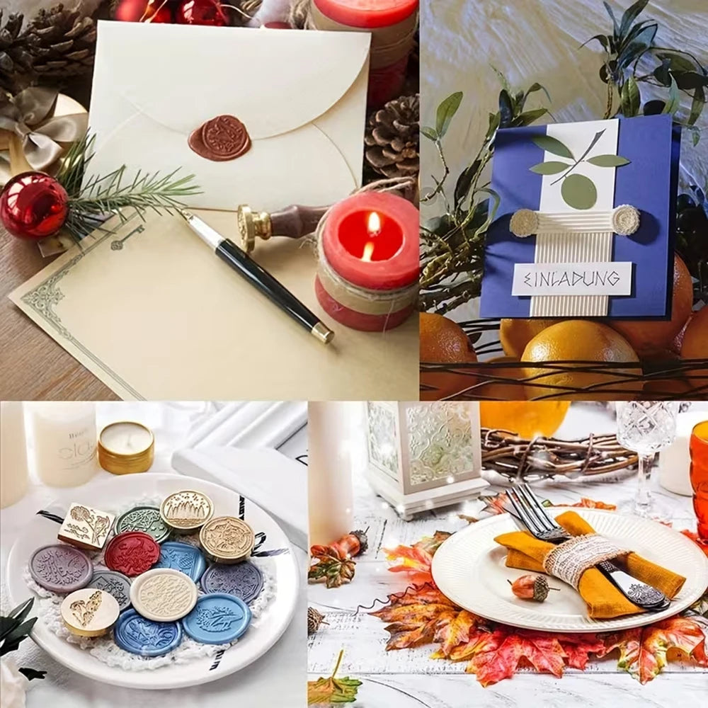 Custom Wax Seal Stamp Kit Personalized Image/LOGO Customized Wax Sealing Stamp with Melting Spoon set for Wedding Invitation Wax