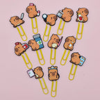 12 pcs Random Capibala Cartoon Paper Clips Diy Binder Clip Bookmark Decoration Kawaii School Office Supplies