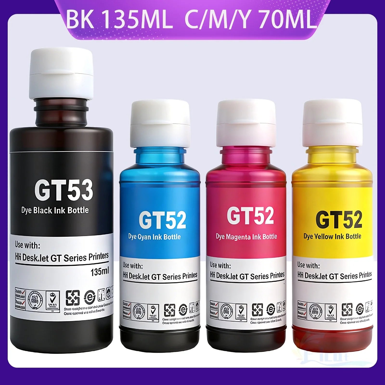 GT51 GT52 GT53 GT5810 GT5820 Refill Ink Dye ink For HP Smart Tank 450 455 500 510 515 519 530 559 615 618 655 720 750 Printer