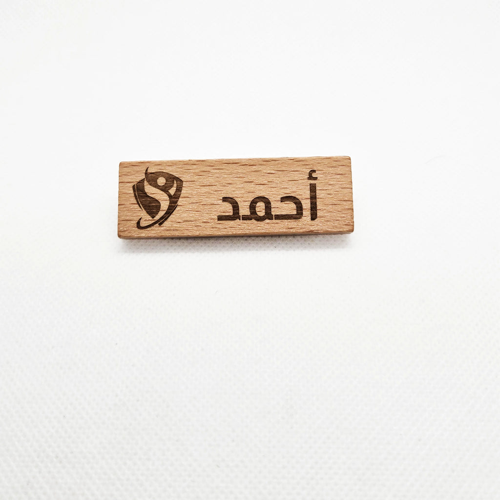 6*2/6.5*2.5 Custom Wooden Name Tag Badges  Personalized Engraved Identification with Pin or Magnetic Backing Plates for Business