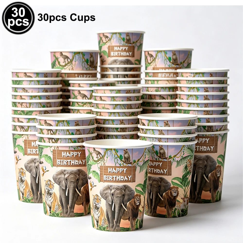 Jungle Disposable Paper Plate Napkin Cup Safari Animal Party Supplies for Baby Shower Safari Jungle Theme Birthday Decoration