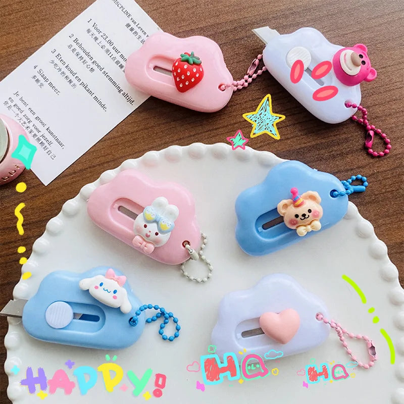 1pc Dopamine Cloud Mass Letter Opener Cartoon Cute Utility Knife Student Mini Box Cutter Hand-made Sharp