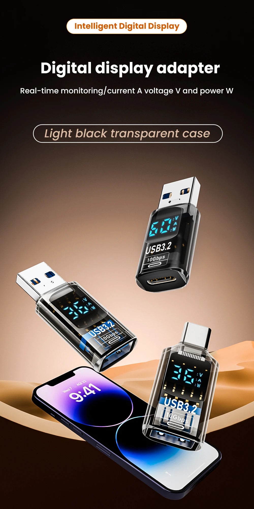 Digital Display USB3.2 Adapter USB A To Type C Adapter Data Transfer 60w Fast Charging USB C Converter For PC iphone15 Samsung