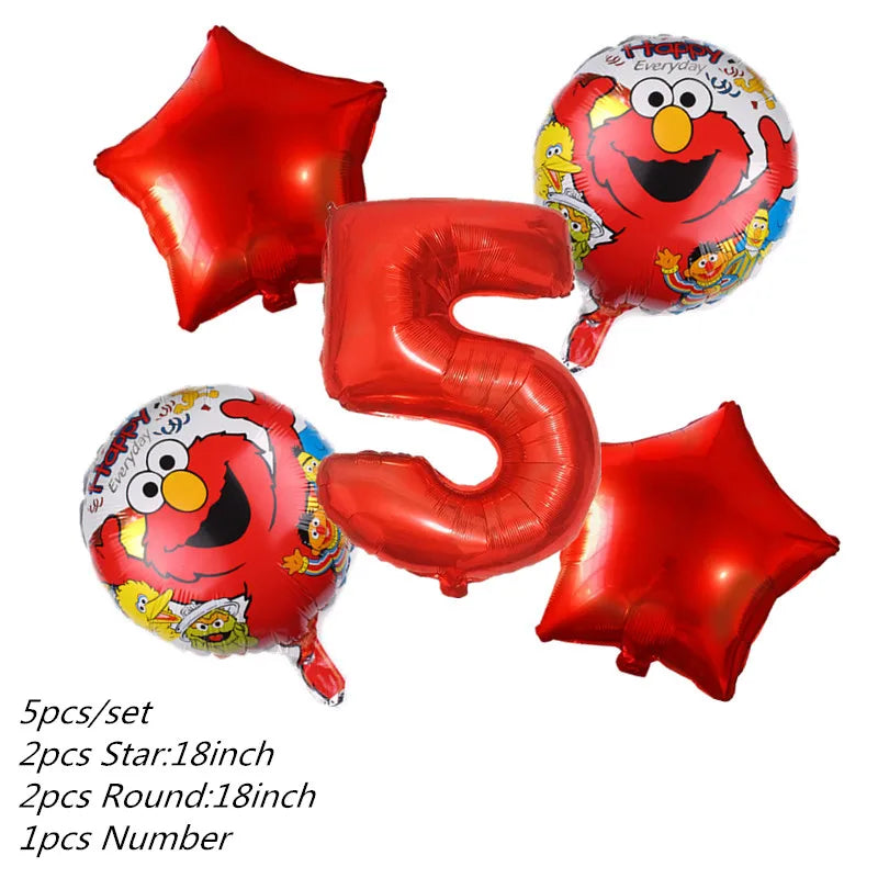 Cartoon Sesames Streets Birthday Party Supplies Kids Disposable Tableware Cup Plate Napkin Tablecloth Balloon Banner Decoration