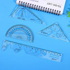 4 Pcs/ Set High Quality Ruler Protractor Student Mathematics Geometry Plastic Triangle Ruler Set Office School Supplies