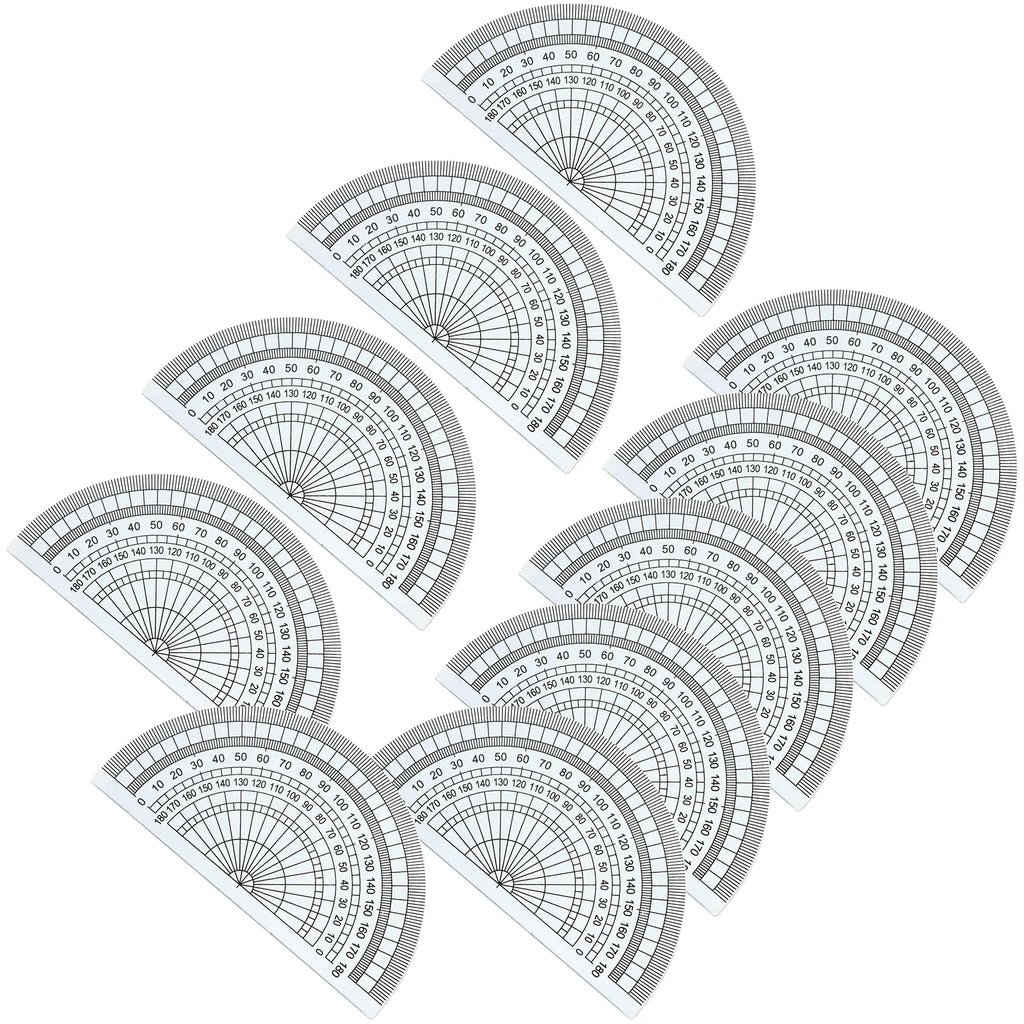 50Pcs Geometry Measuring Protractor Clear Plastic 10Cm 4Inch 180 Degree Ruler for Math Drawing Students School Office Education