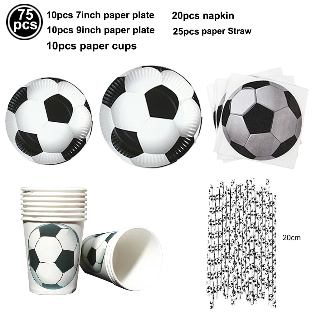 Soccer Party Disposable Tableware Paper Plates Cups Napkins Tablecloth Soccer Birthday Party Decoration