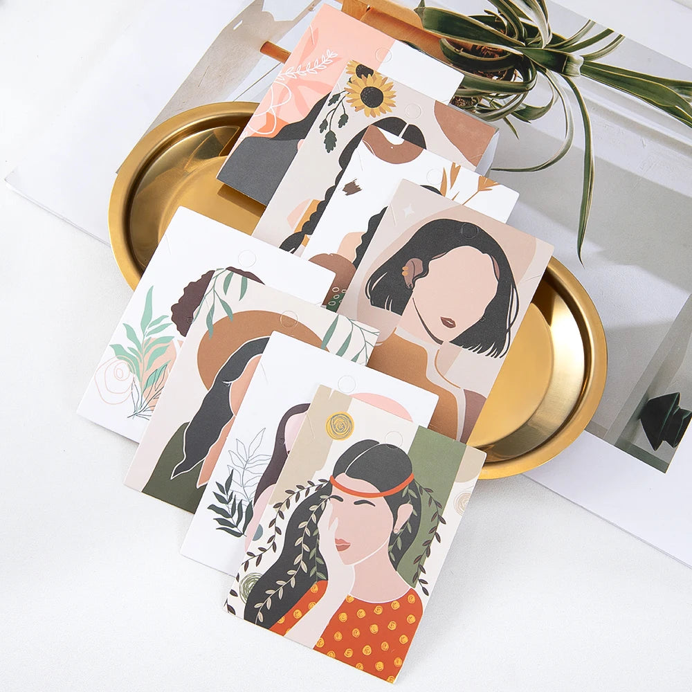 25pcs Earrings Necklace Packing Cards 6x8cm Jewelry Display Holders For DIY Ear Studs Necklace Chain Retail Price Tag Hang Label