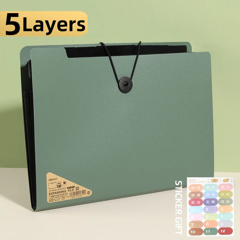 A4 File Folder Storage Bag 5/8/13 Layers Desktop Organizer for Test Papers School Stationery Office Supplies