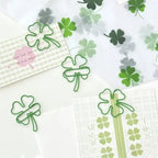 10Pc/set Ins Creative Design Clover Paper Clip Green Pink Color Scrapbook Paper Clip DIY Decor Photocard Memo Pad Fixed Clip Pin