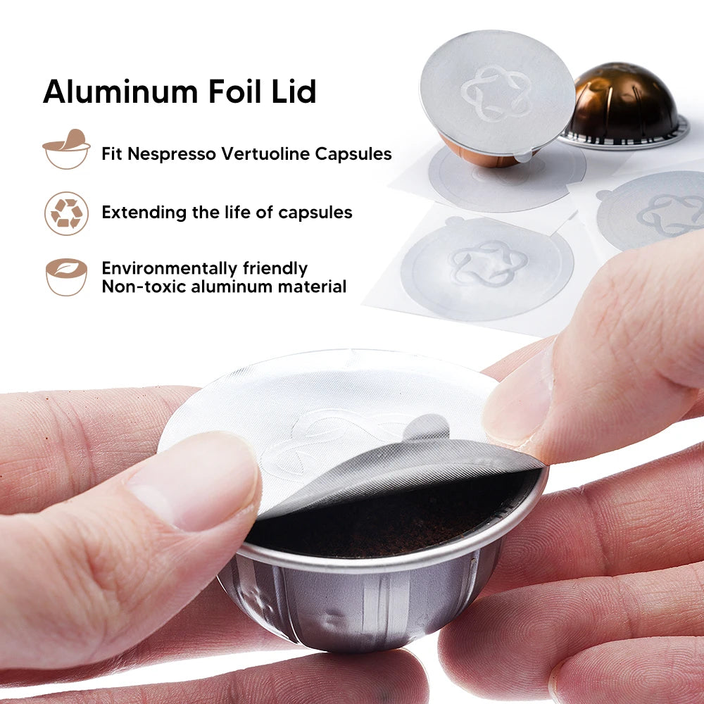 Icafilds Disposable Nespresso Vertuo Coffee Capsule Seal Aluminum Foils Cream Cafe Filter Lid Sticker For Nespresso Vertuo Plus