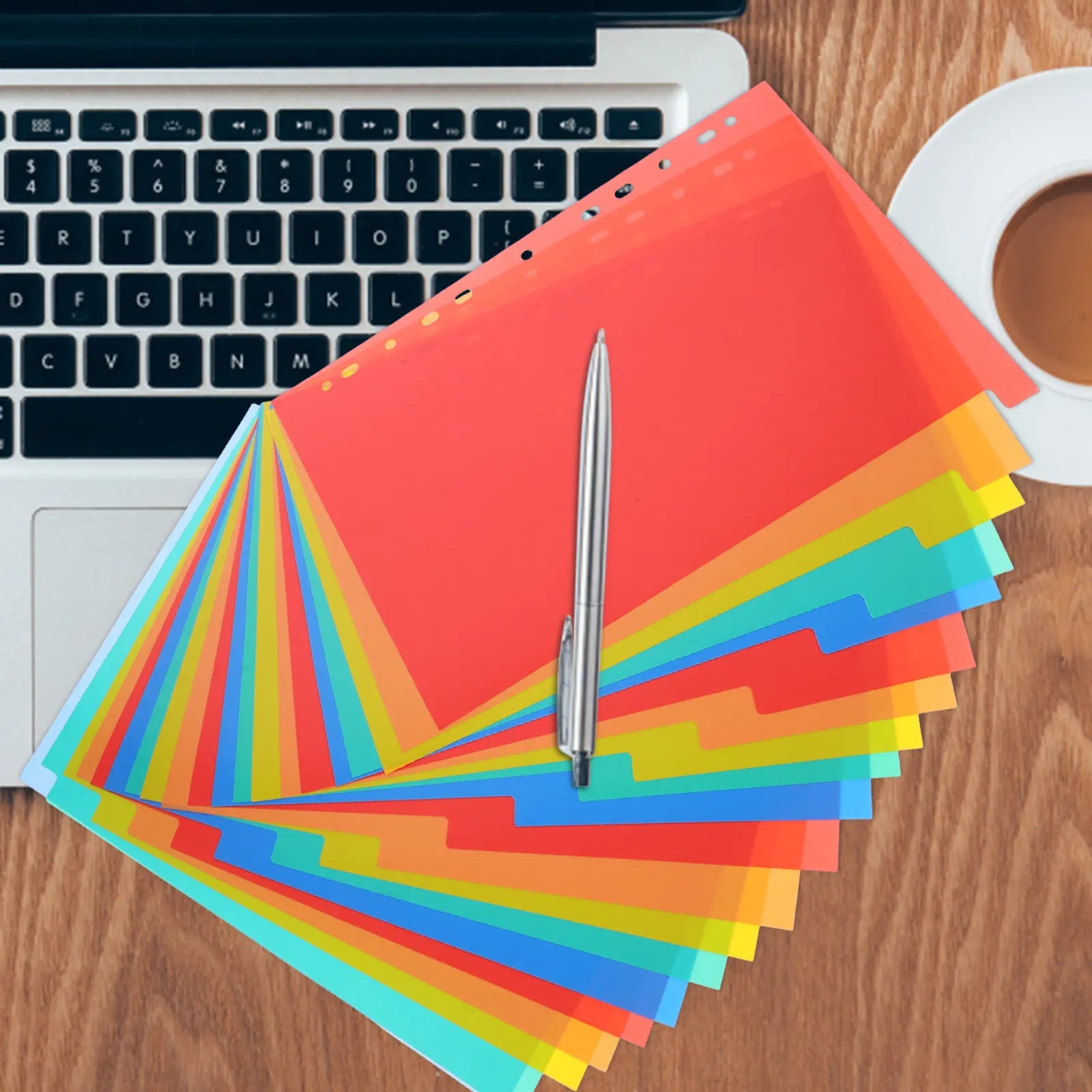 1Set Index Binder Dividers PP Plastic Colored Tab Dividers for A4 Loose-Leaf Binder Notebook Notepad Organizer Gift Set
