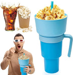 New 2 IN 1 Creative Popcorn Snack Cup Integrated Beverage Cup with Handle Portable Beverage Cup Novel Design and Many Functions