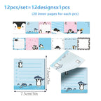 12/24pcs Cute Animals Sticky Notes Set, Refrigerator Memo Pads,Self-Stick Dog Cat Notes Pads for Home Office Gifts Supplies