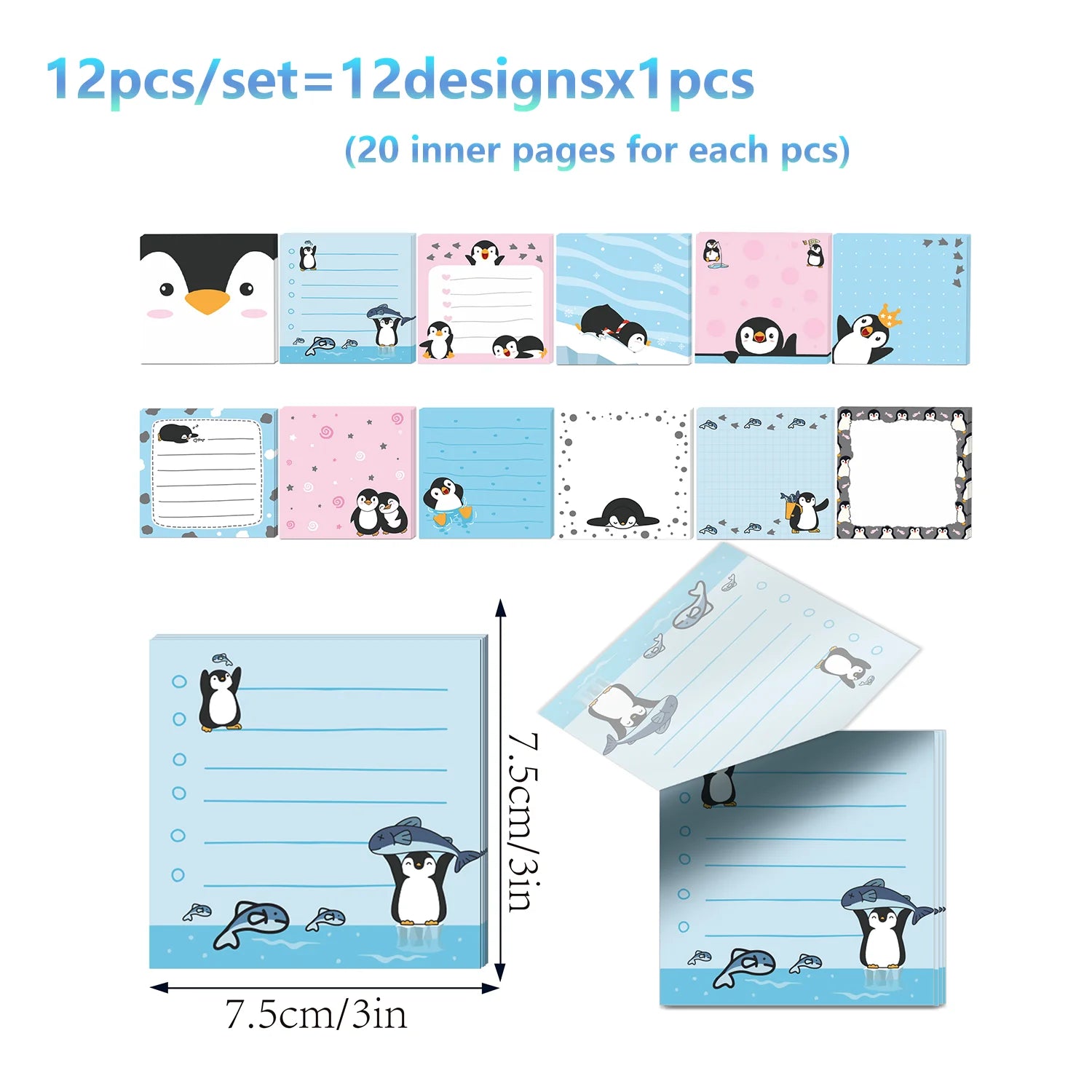 12/24pcs Cute Animals Sticky Notes Set, Refrigerator Memo Pads,Self-Stick Dog Cat Notes Pads for Home Office Gifts Supplies