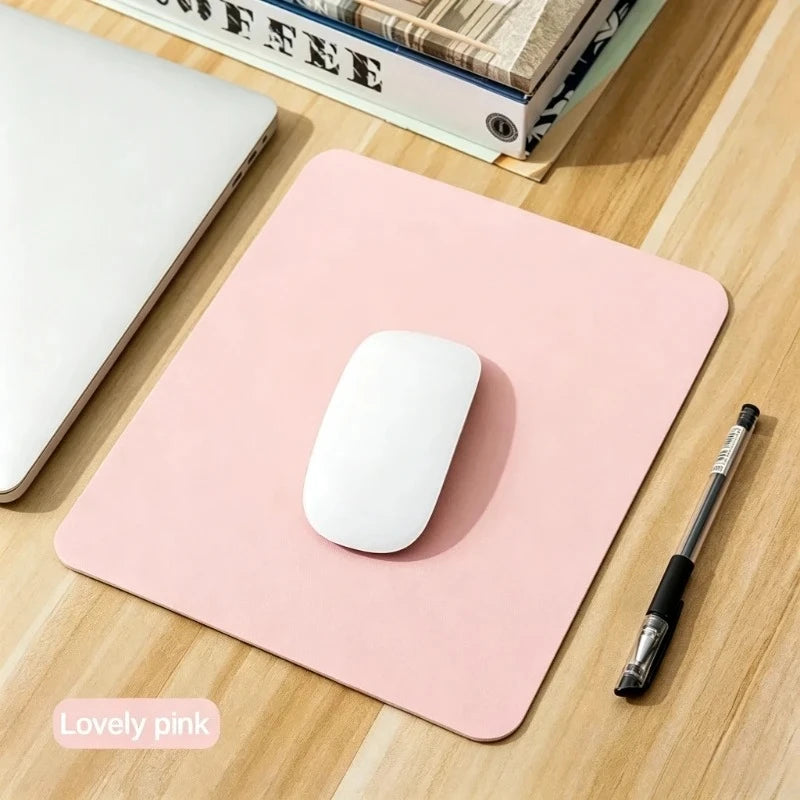 Small Mouse Pad Non-Slip Waterproof Desk Mat, Portable PU Leather Computer Pad for Office Gaming Laptop, Anti-Scratch Mousepad